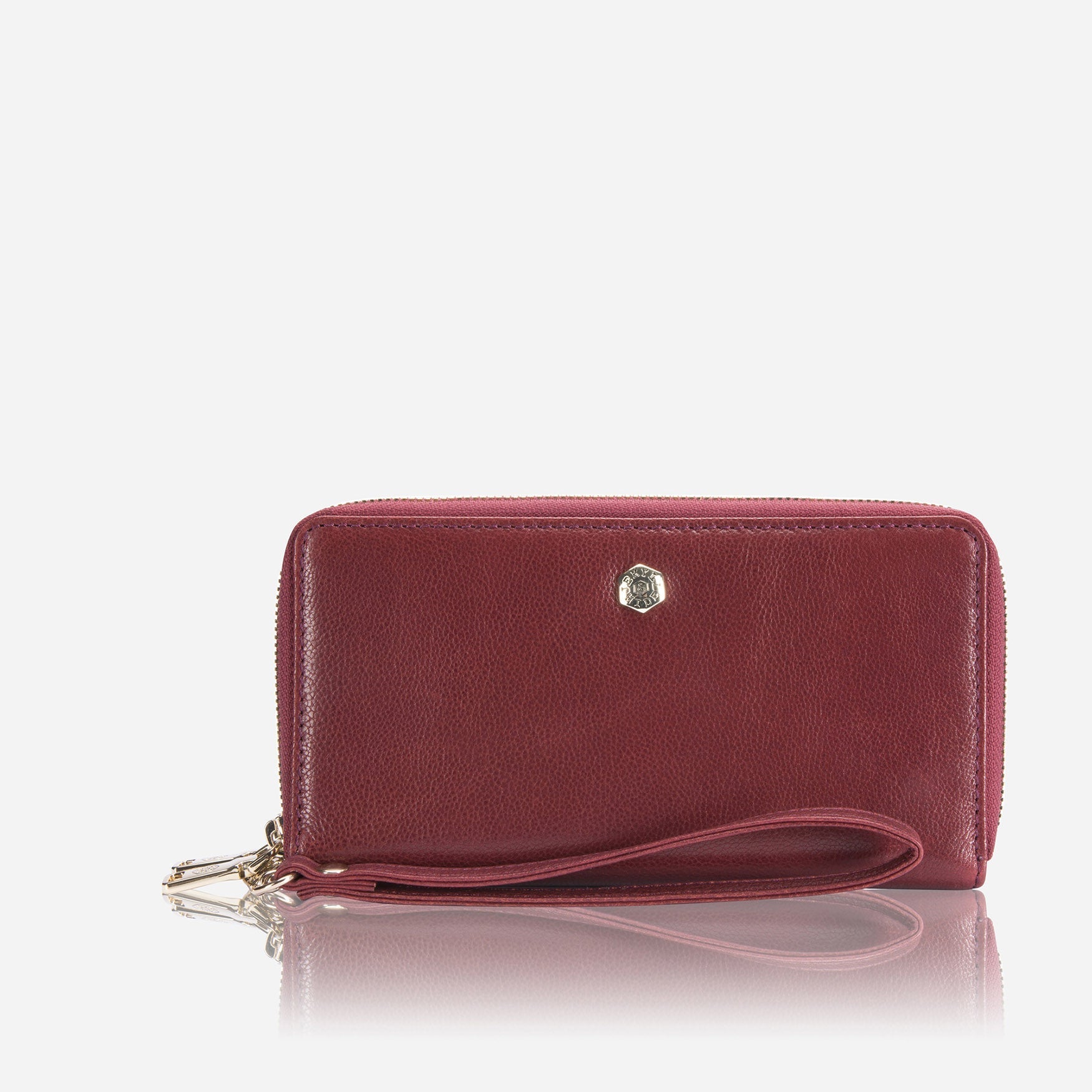 A stylish red Double Zip Wristlet Purse with two zippered compartments, perfect for organizing essentials.