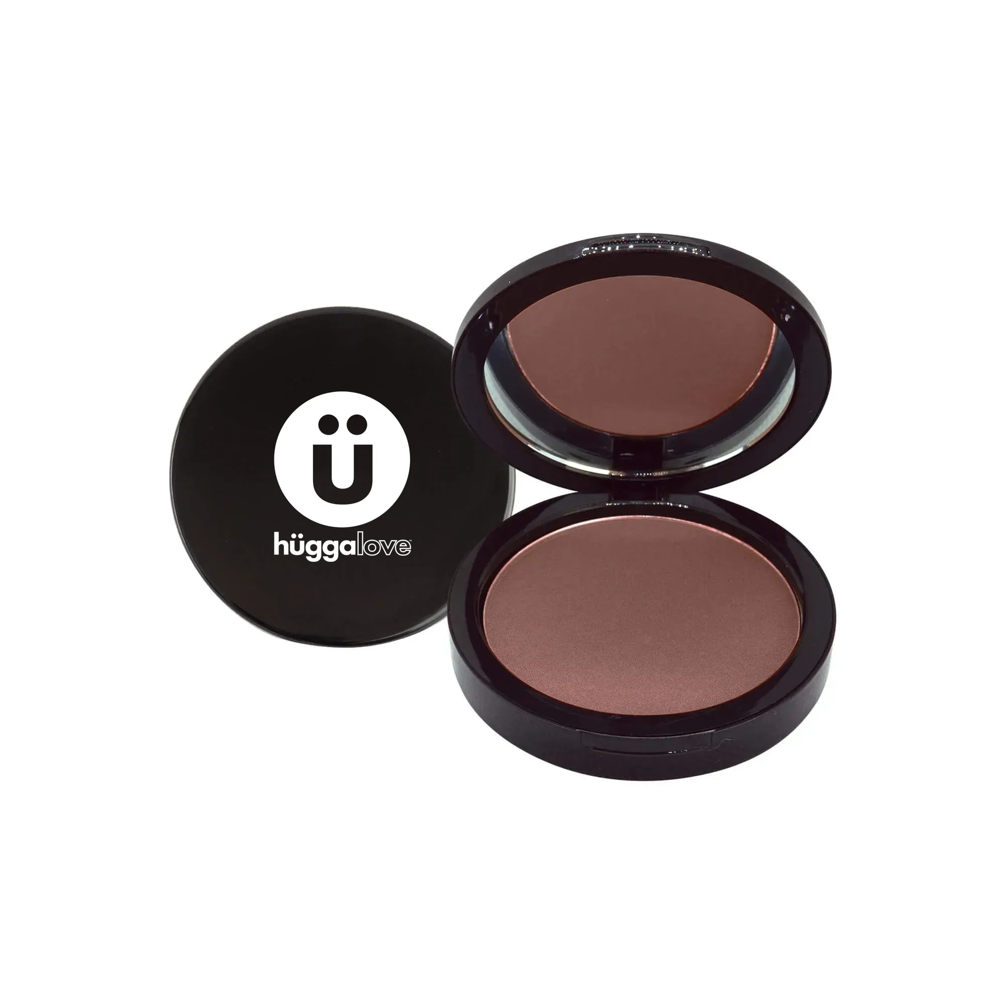 A compact of Dual Blend Powder Foundation in Walnut, showcasing its sleek design and rich color suitable for various skin tones.