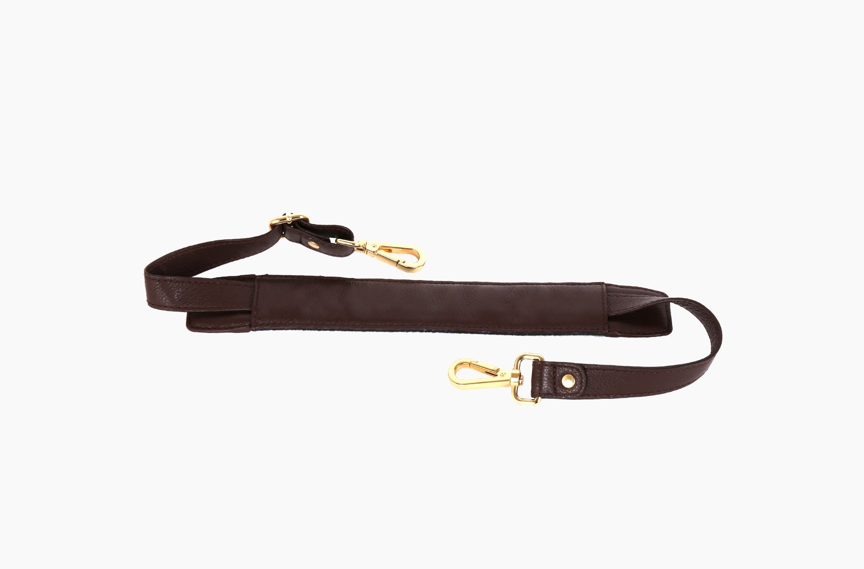 Detachable Duffle Bag Shoulder Strap made of Italian leather with adjustable length and dog hook closures.