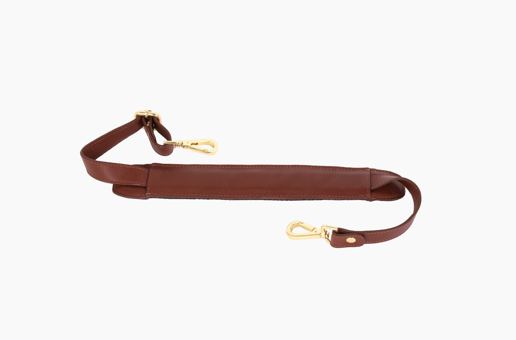 Detachable Duffle Bag Shoulder Strap made of Italian leather with adjustable length and dog hook closures.