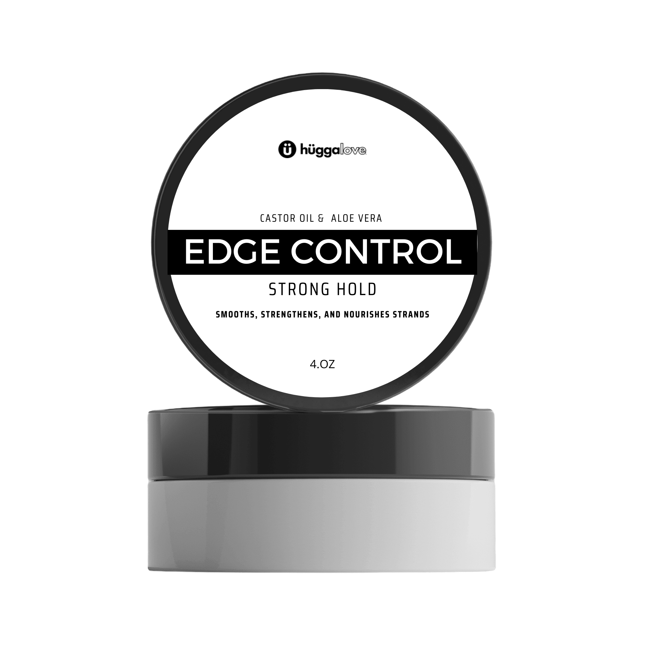 Edge Control Protein in a clear container with a sleek design, showcasing its hydrating formula and castor oil infusion.