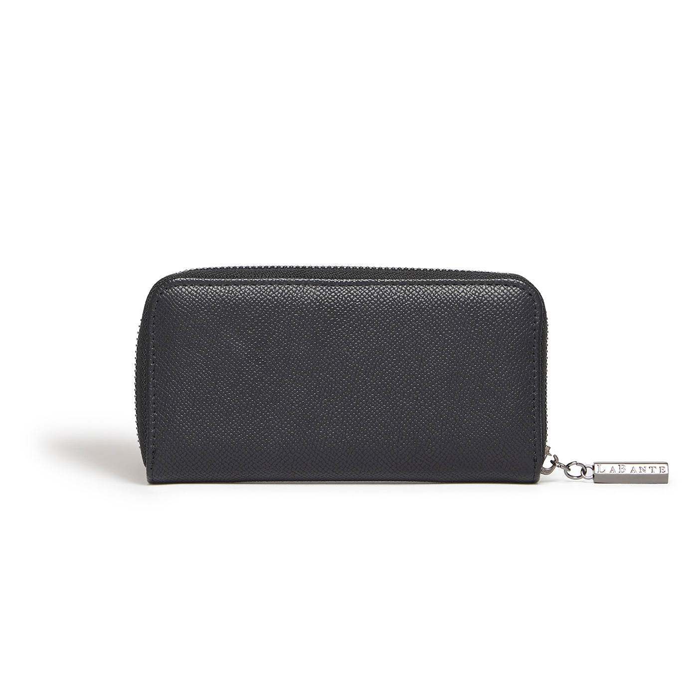 Ellen Black Zip Around Wallet featuring a textured vegan snake exterior, zip-around fastening, and multiple compartments for cards and coins.