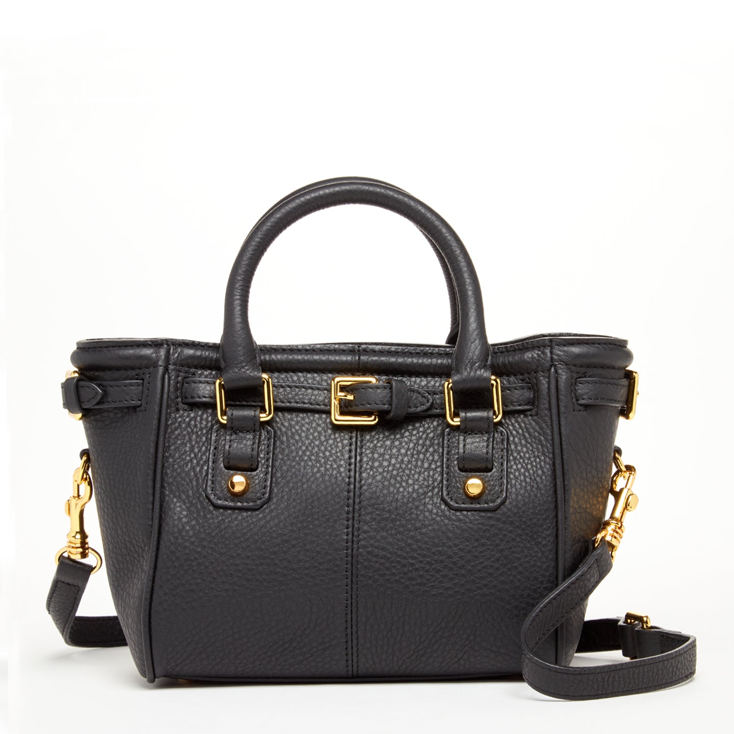 Emma Leather Satchel Bag in Black, showcasing premium Italian leather with gold chain accents and teal interior.