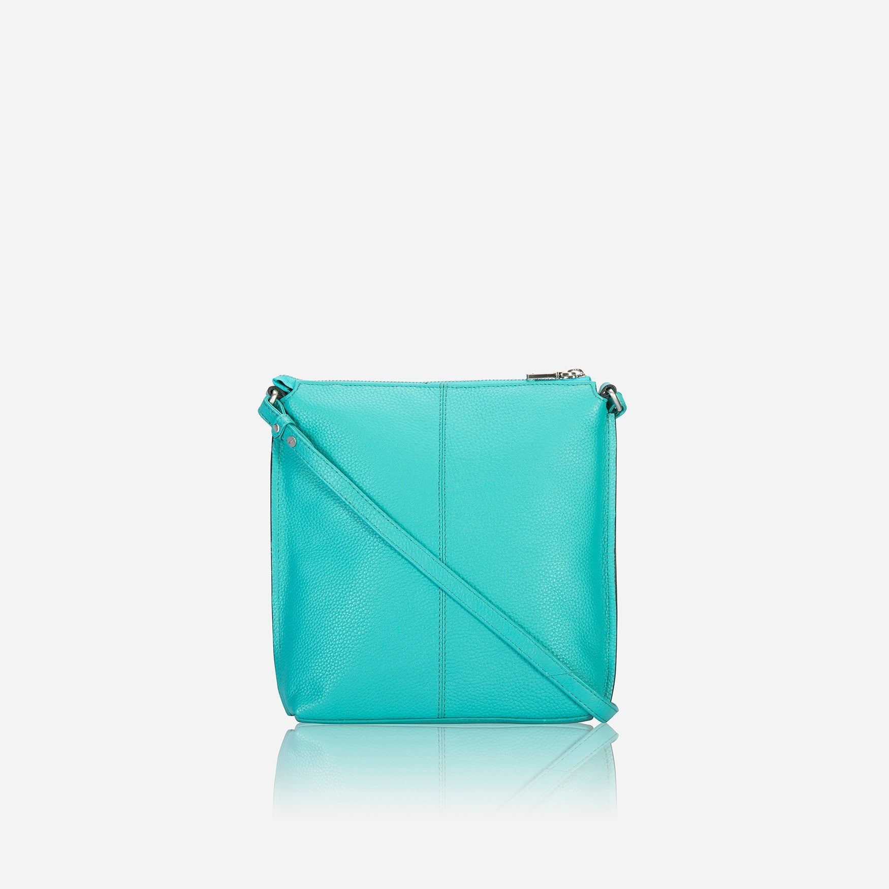 Essentials Crossbody Bag in Calypso Teal, showcasing its stylish design and textured material.