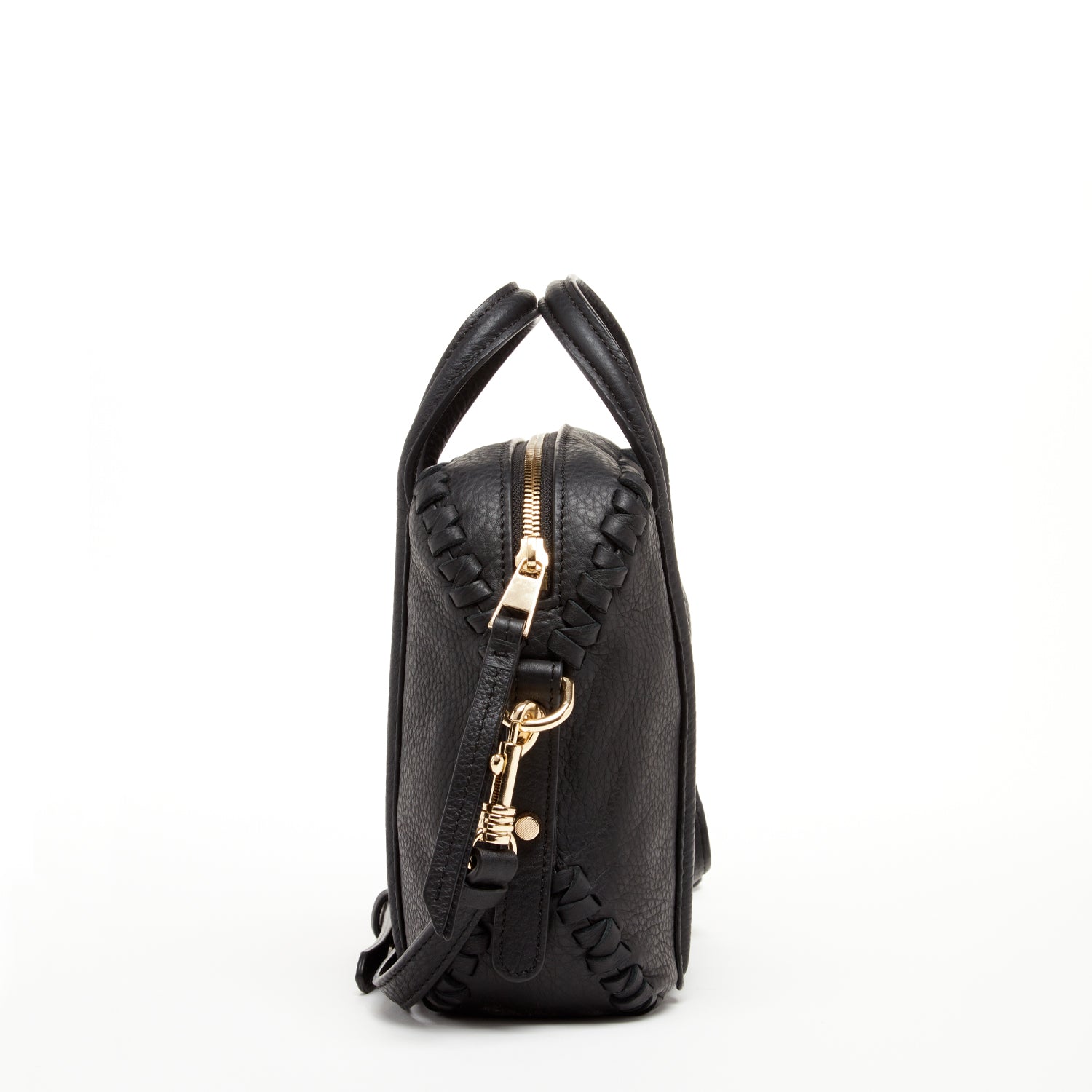 Evelyn Black Leather Crossbody Bag featuring premium Italian leather, spacious interior, and adjustable strap.