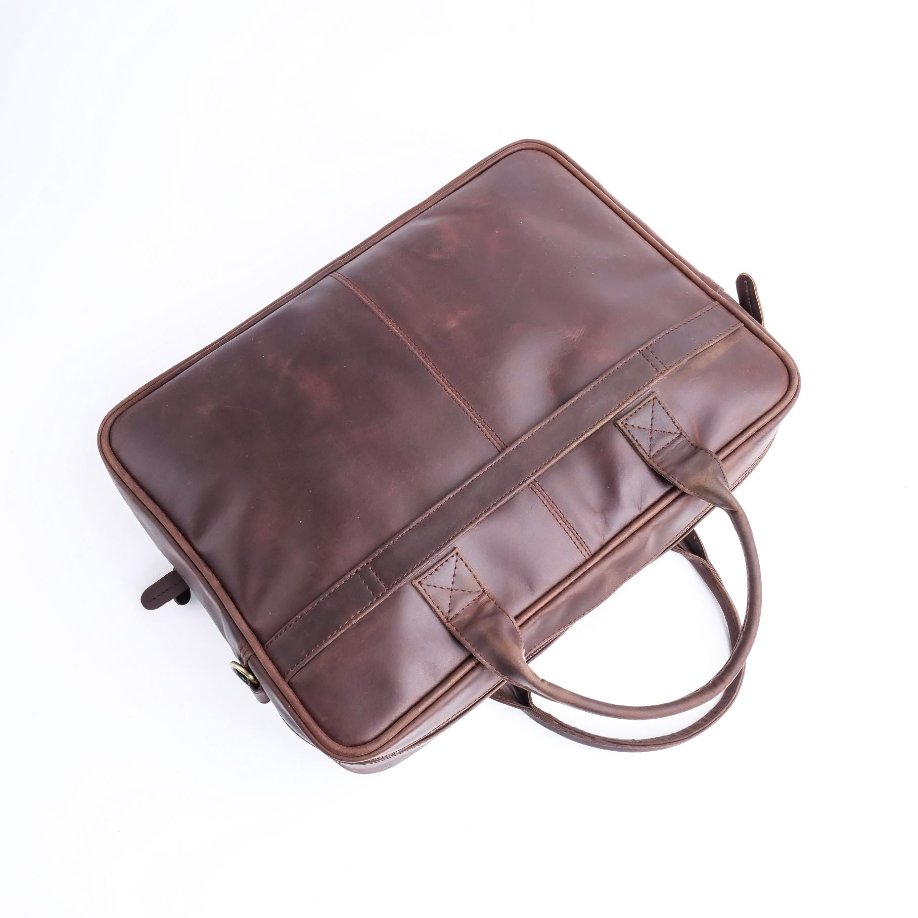 Everyday Companion Leather Laptop Bag in Vintage Midnight Brown, showcasing its genuine leather texture and stylish design.