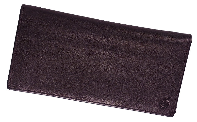 Executive Leather Long Wallet in Burgundy, featuring a sleek design with multiple compartments and credit card slots.