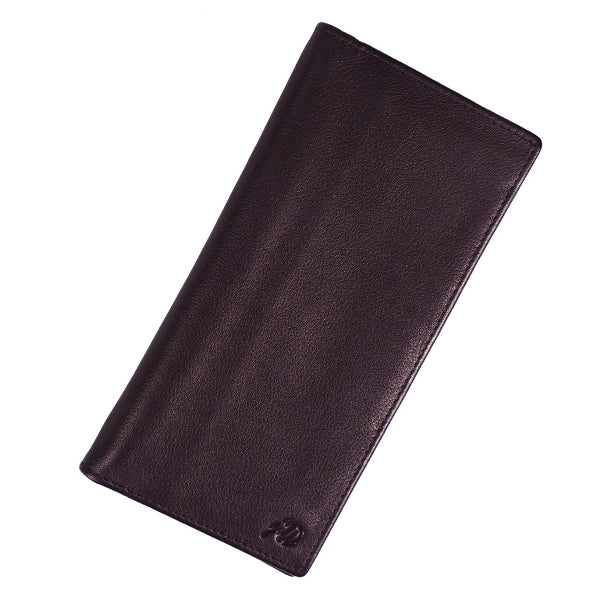 Executive Leather Long Wallet in Burgundy, featuring a sleek design with multiple compartments and credit card slots.