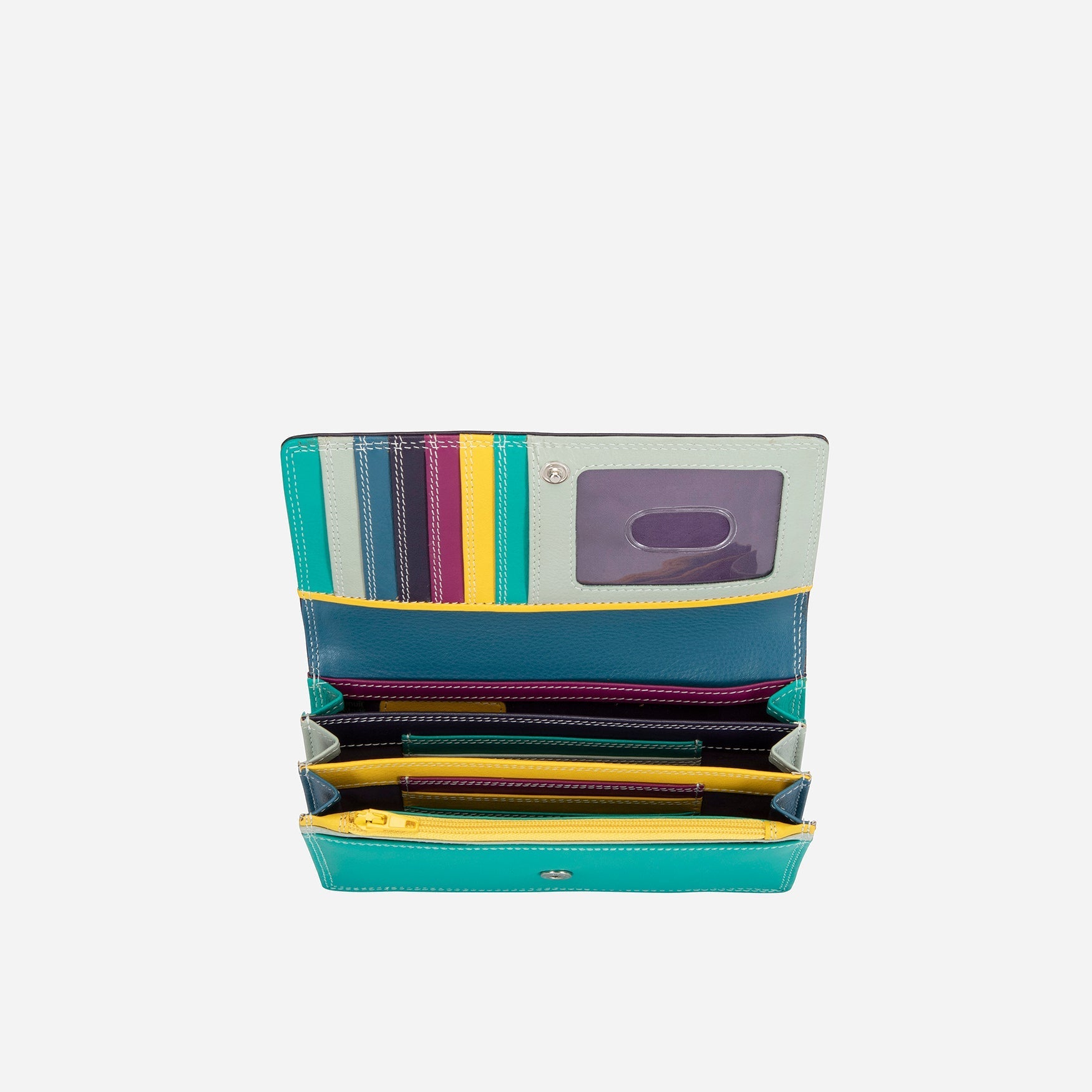 A vibrant and stylish ladies coin purse inspired by Ibiza, featuring colorful patterns and a compact design.