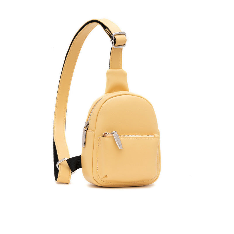 Fashion All-Match PU Leather Chest Bag in stylish design, showcasing zipper opening and inner patch pocket.