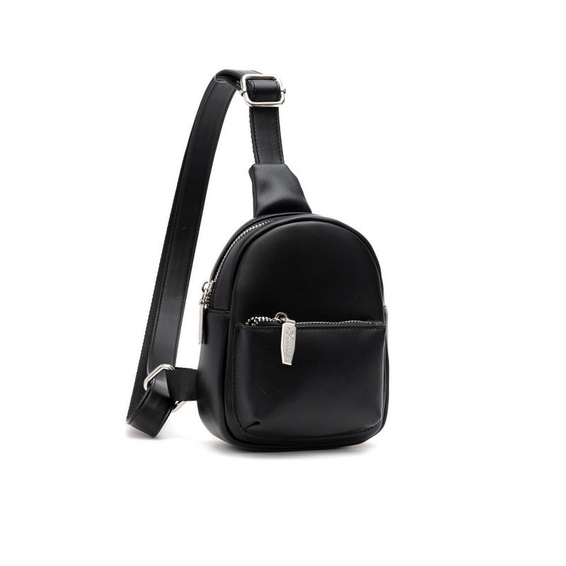 Fashion All-Match PU Leather Chest Bag in stylish design, showcasing zipper opening and inner patch pocket.