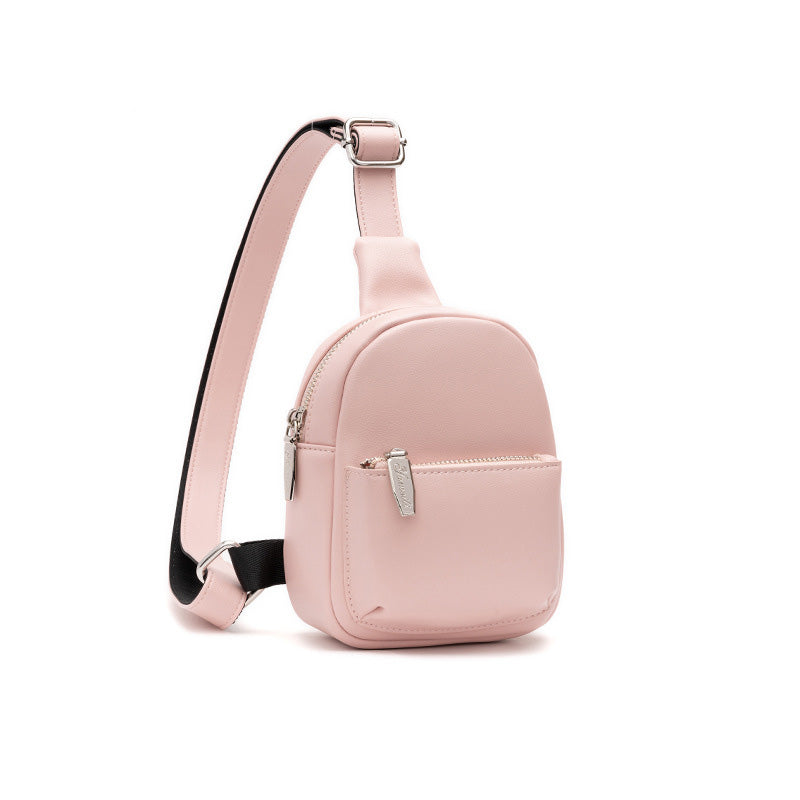 Fashion All-Match PU Leather Chest Bag in stylish design, showcasing zipper opening and inner patch pocket.