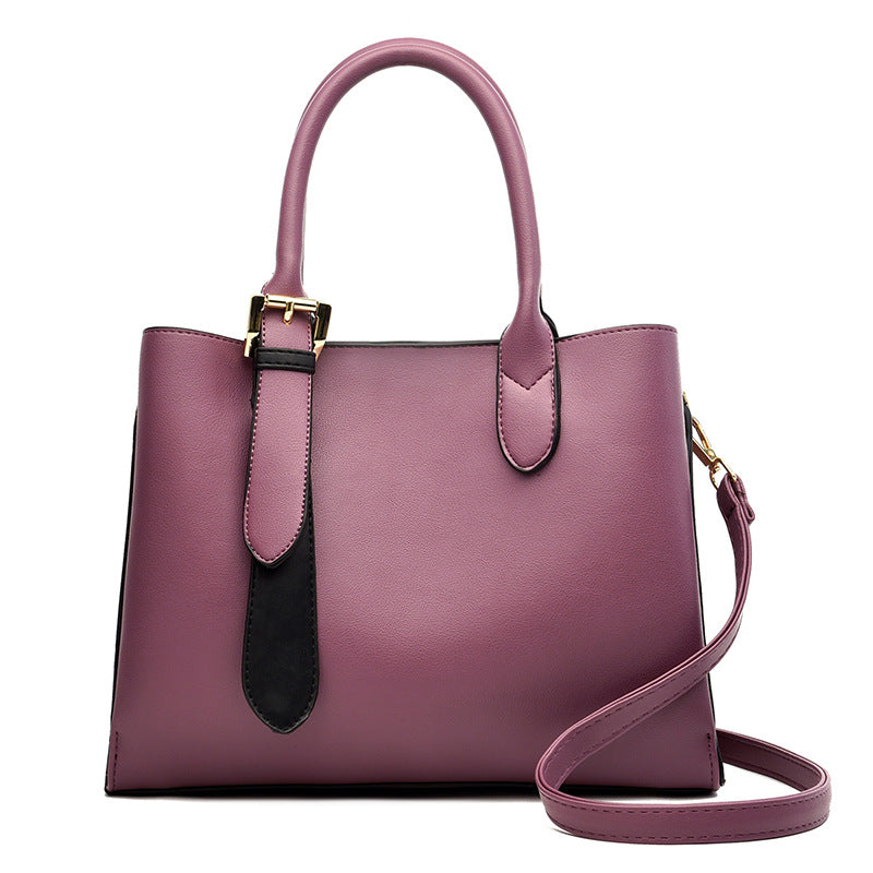 Fashion Casual Solid Color Messenger Handbag for Ladies, featuring a durable PU fabric, spacious interior, and soft handle for comfortable carrying.