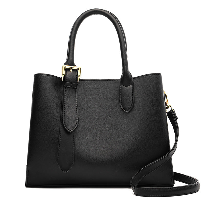 Fashion Casual Solid Color Messenger Handbag for Ladies, featuring a durable PU fabric, spacious interior, and soft handle for comfortable carrying.