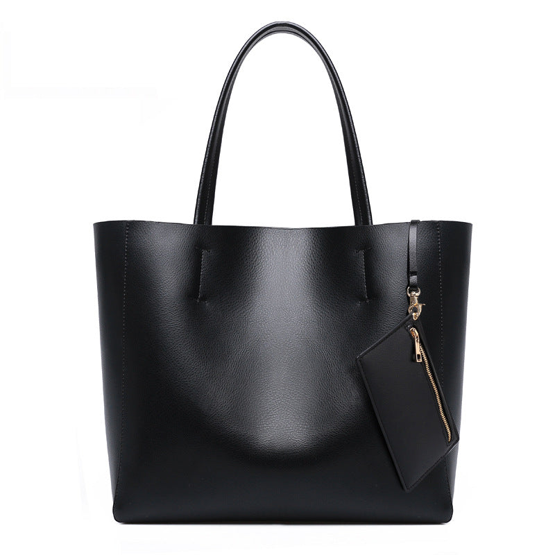 Fashion Leather Large Capacity Handbag for Lady, made of two-layer cowhide leather with a stylish design and spacious interior.