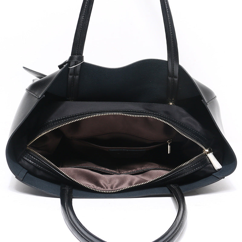 Fashion Leather Large Capacity Handbag for Lady, made of two-layer cowhide leather with a stylish design and spacious interior.