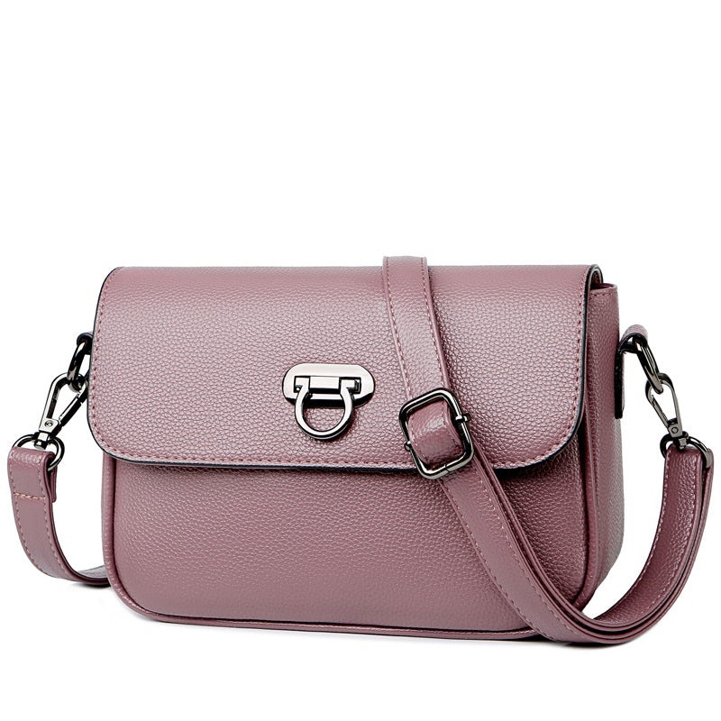 Fashion Leather One-Shoulder Small Square Messenger Bag in PU leather with multiple pockets.