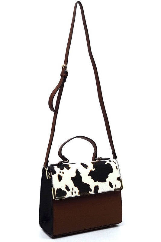 Fashion Top Handle Satchel in faux vegan leather with gold-tone hardware and detachable shoulder strap.