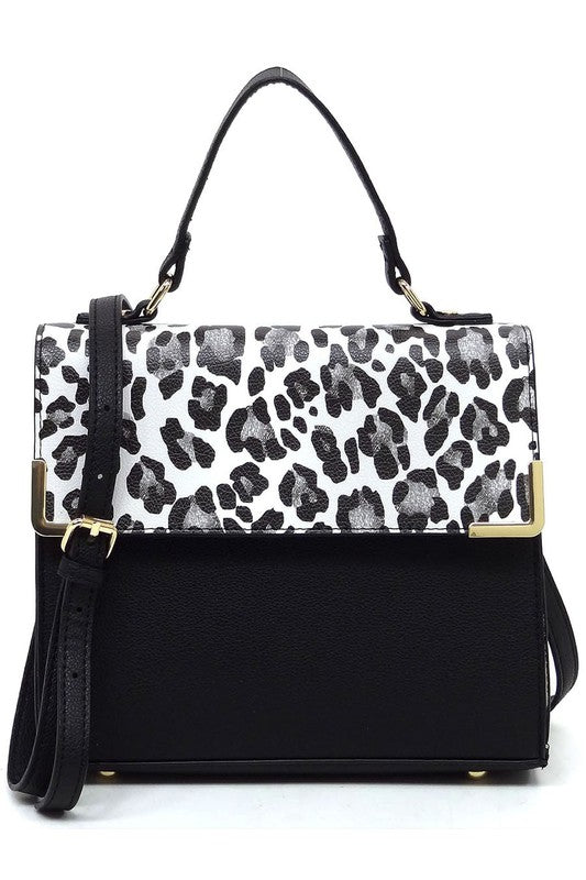 Fashion Top Handle Satchel in faux vegan leather with gold-tone hardware and detachable shoulder strap.