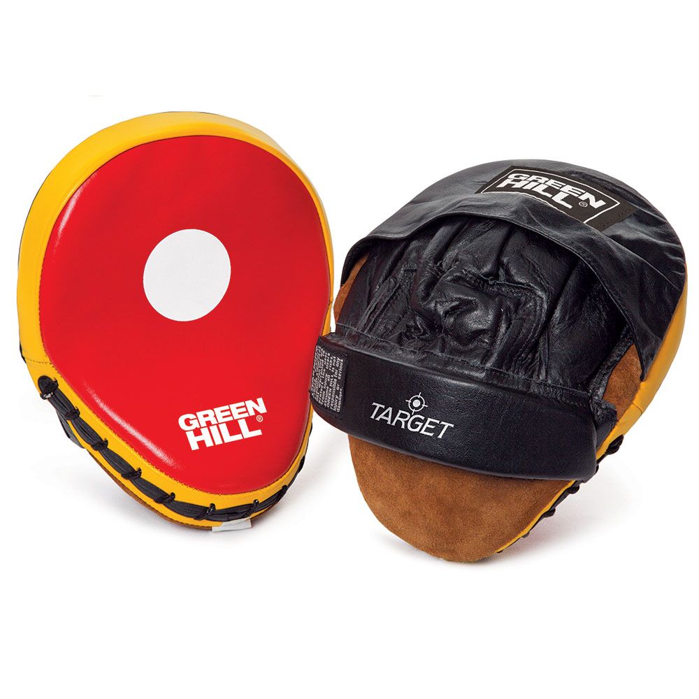 Focus Mitt TARGET made of premium leather with pre-formed padding and waterproof palm area, featuring a secure Velcro closure.