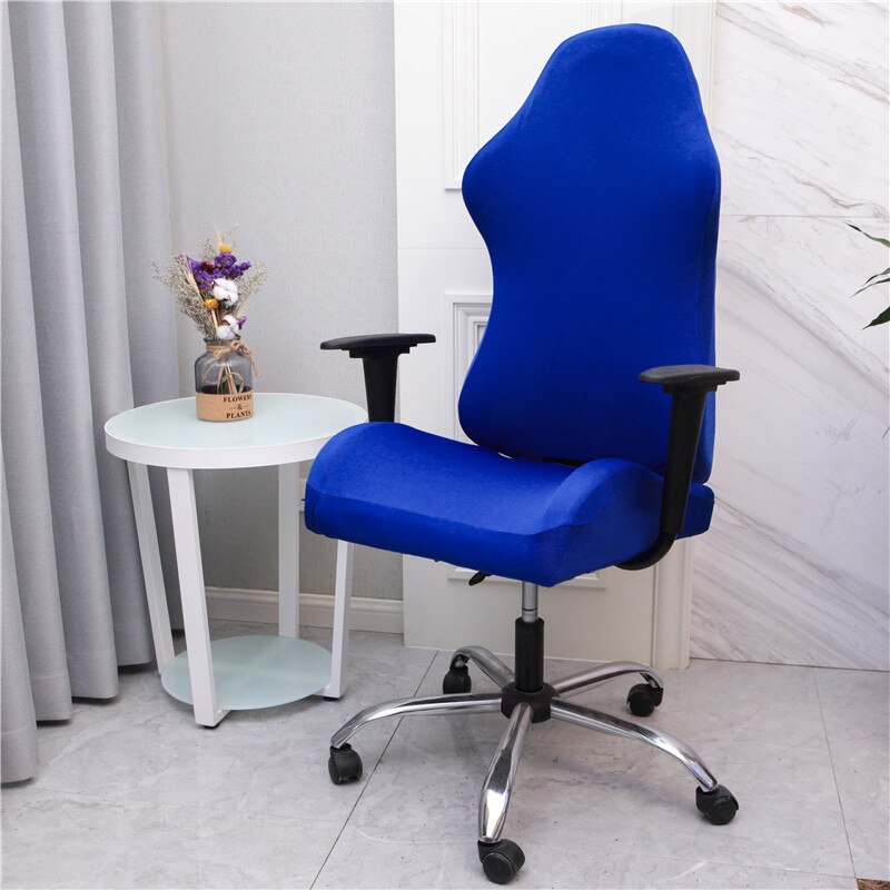 Gaming chair cover slipcover in solid color, designed for computer desk chairs, showcasing its fit and material.