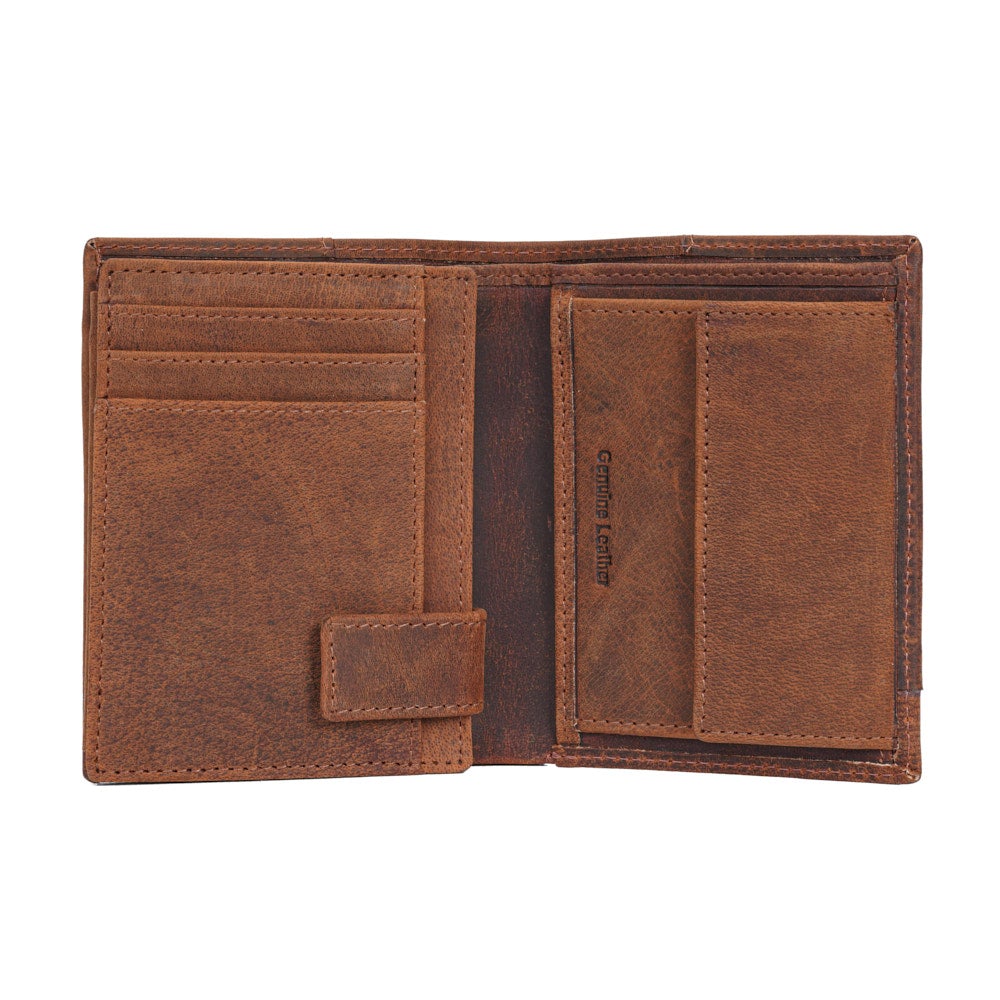 Gentlemen's Vintage Wallet made of premium leather, featuring RFID blocking technology and a stylish vintage design.