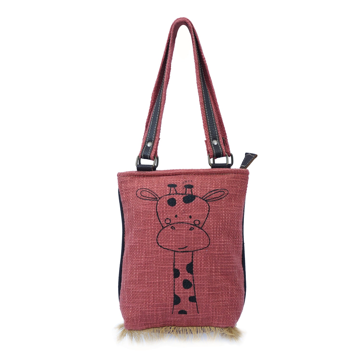 Gifo Tote Bag featuring colorful print, crafted from cotton, canvas, and leather, perfect for kids.