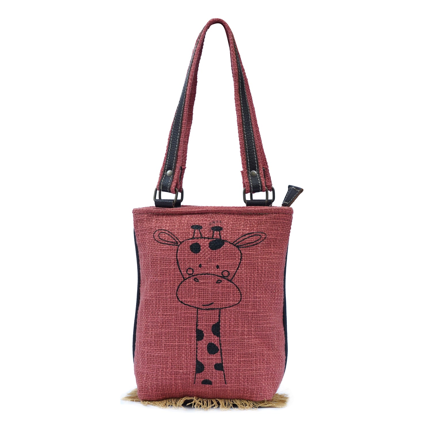 Gifo Tote Bag featuring colorful print, crafted from cotton, canvas, and leather, perfect for kids.