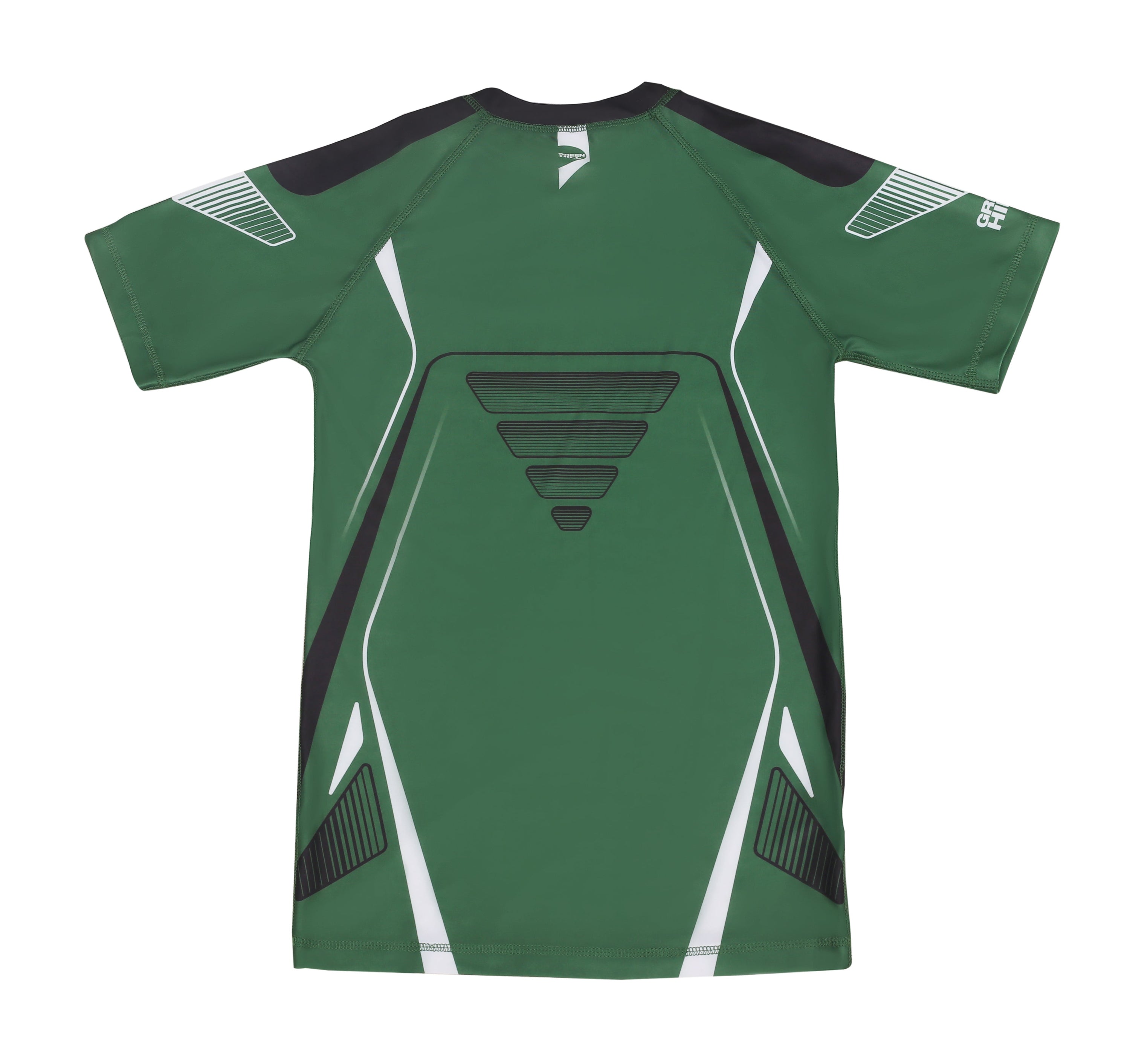 Green Hill IMMAF Approved Rash Guard in vibrant green, made from durable Polyester Lycra, designed for martial arts training and competition.