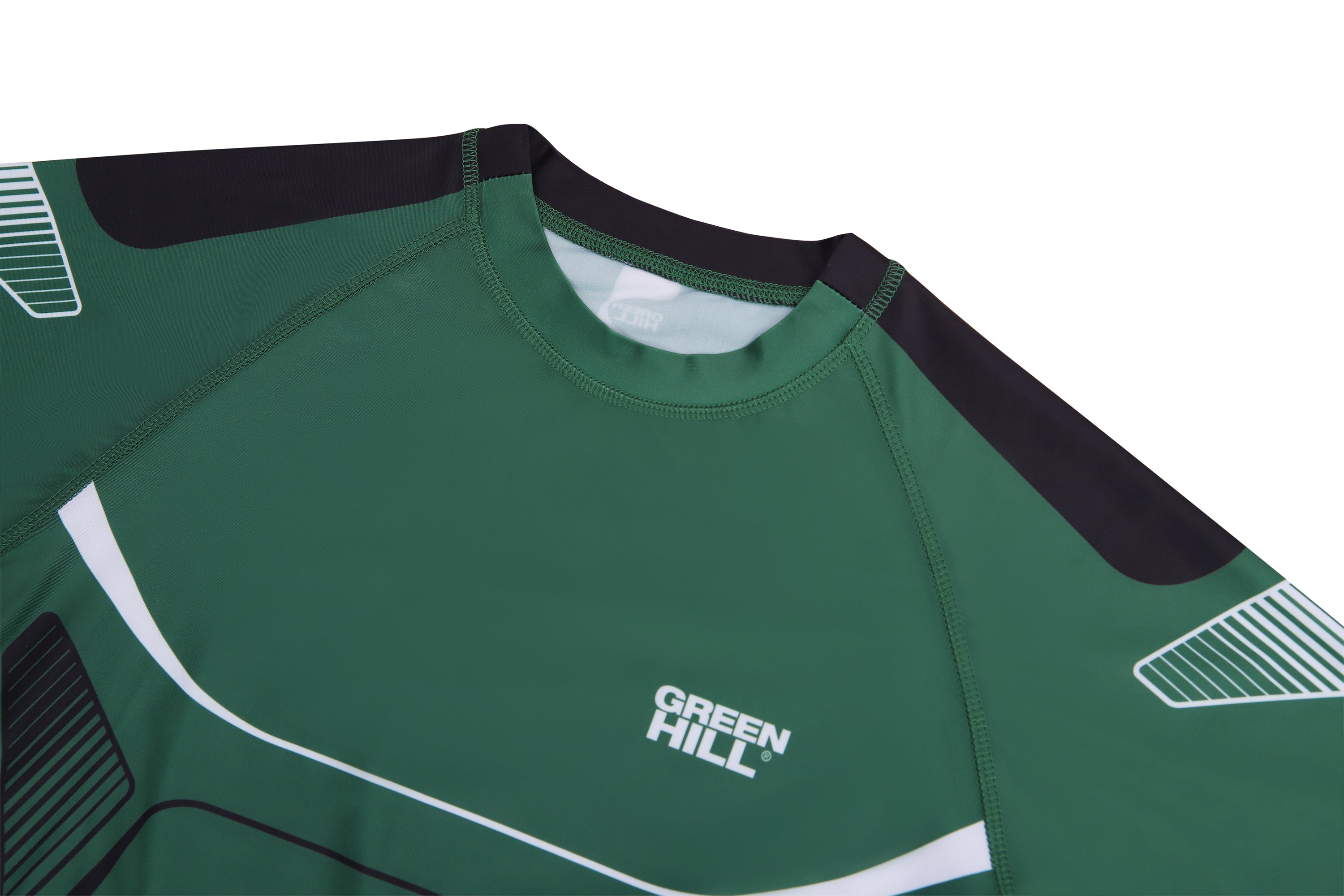 Green Hill IMMAF Approved Rash Guard in vibrant green, made from durable Polyester Lycra, designed for martial arts training and competition.