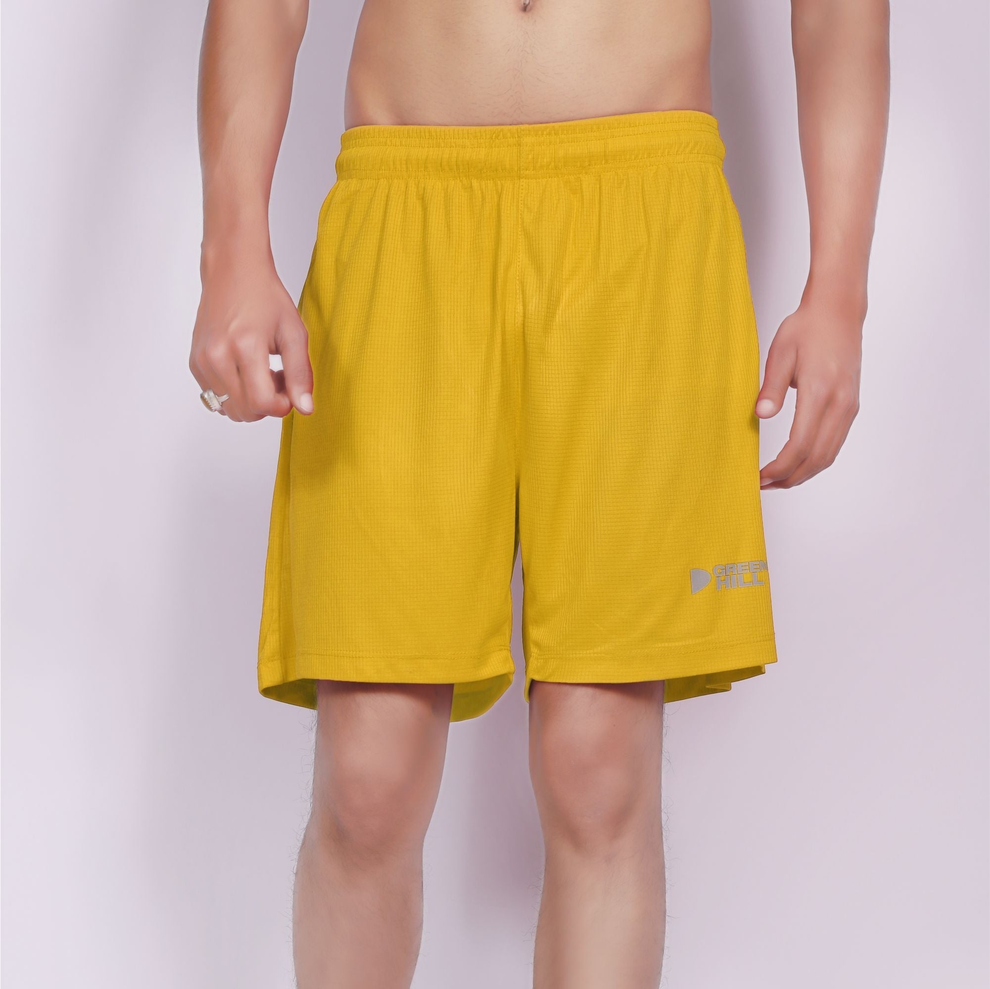 Green Hill Men Running GYM Shorts in a pack of 2, featuring a lightweight design, elastic waistband, and dual zippered pockets.