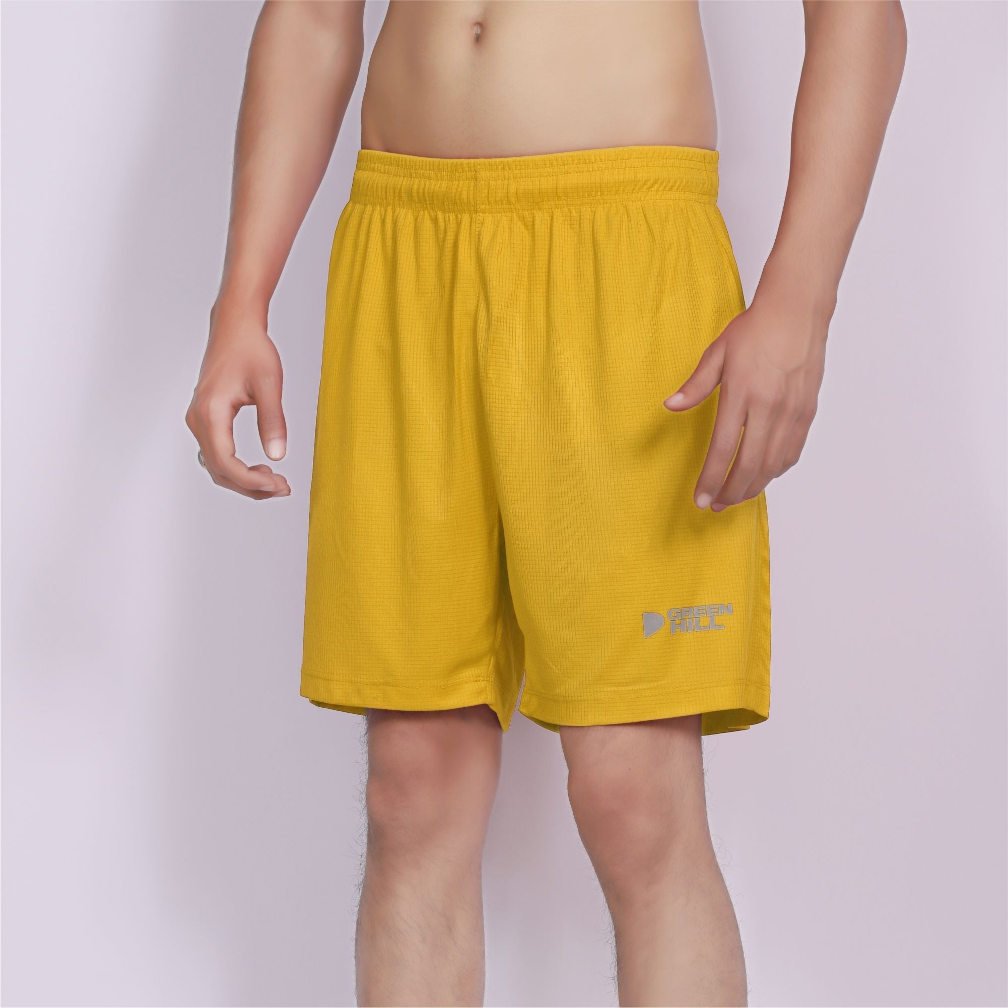 Green Hill Men Running GYM Shorts in a pack of 2, featuring a lightweight design, elastic waistband, and dual zippered pockets.