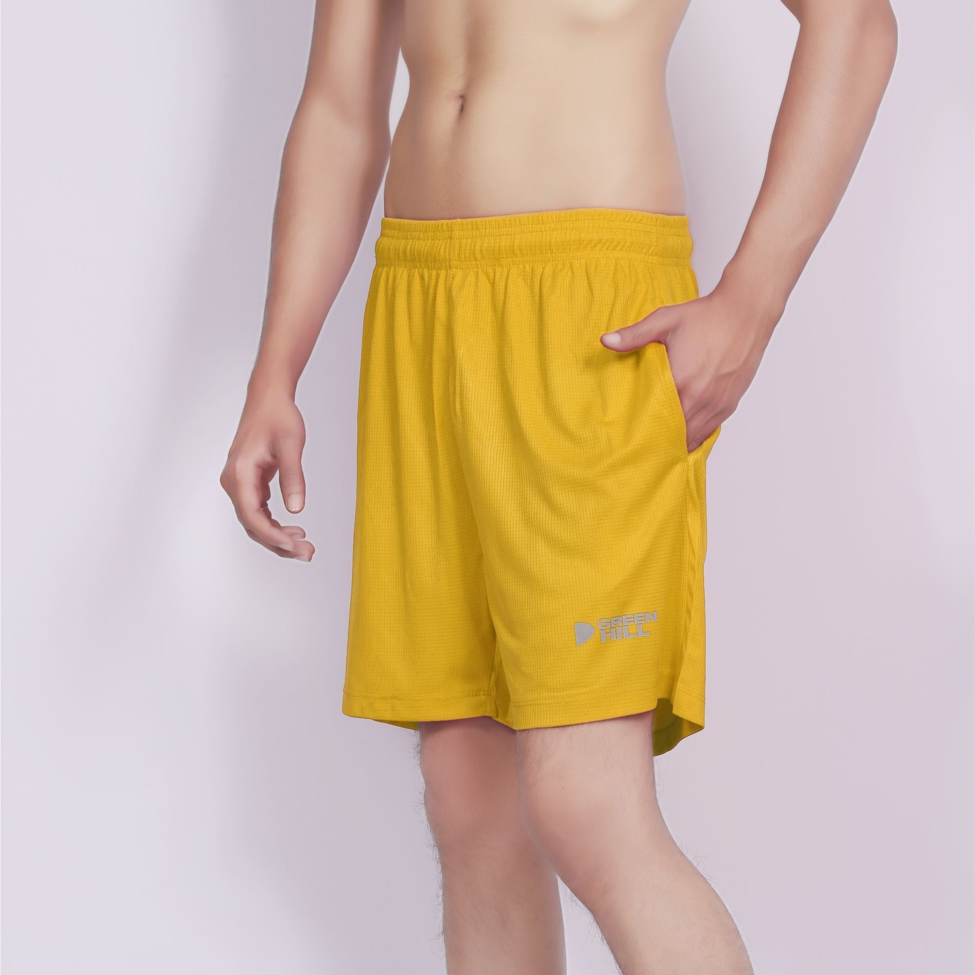 Green Hill Men Running GYM Shorts in a pack of 2, featuring a lightweight design, elastic waistband, and dual zippered pockets.