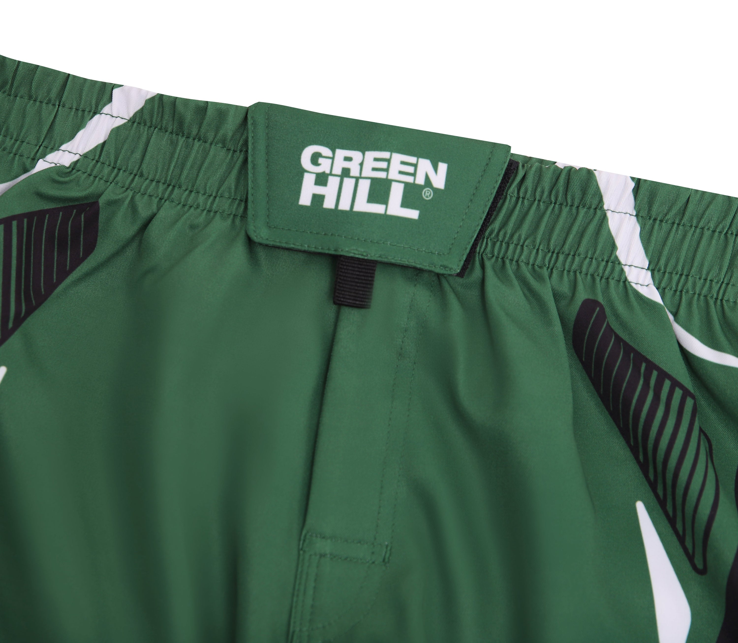 Green Hill New MMA Shorts IMMAF APPROVED in green, featuring adjustable waistband and IMMAF logo, designed for optimal performance in Mixed Martial Arts.