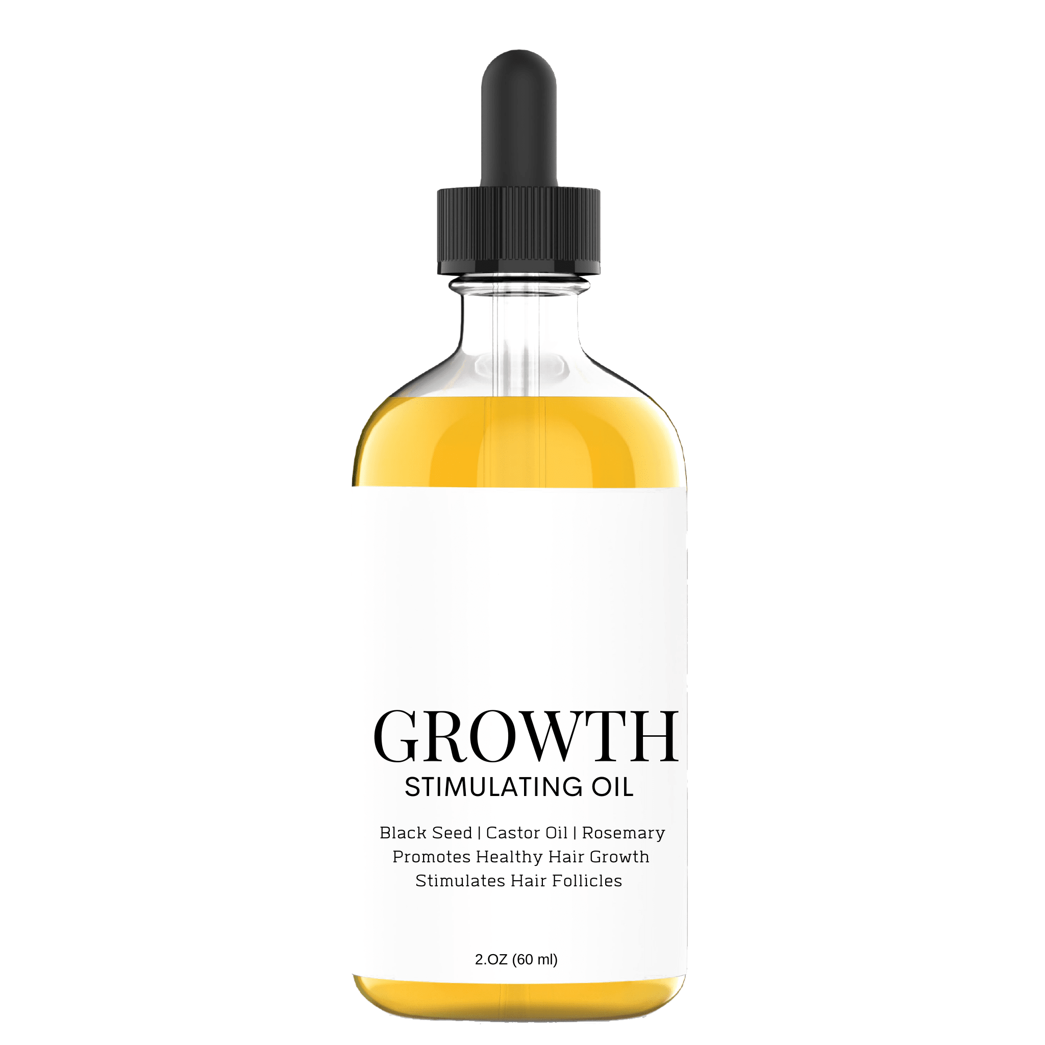 A 2oz bottle of Growth Stimulating Oil Blend featuring a blend of natural oils for hair growth.