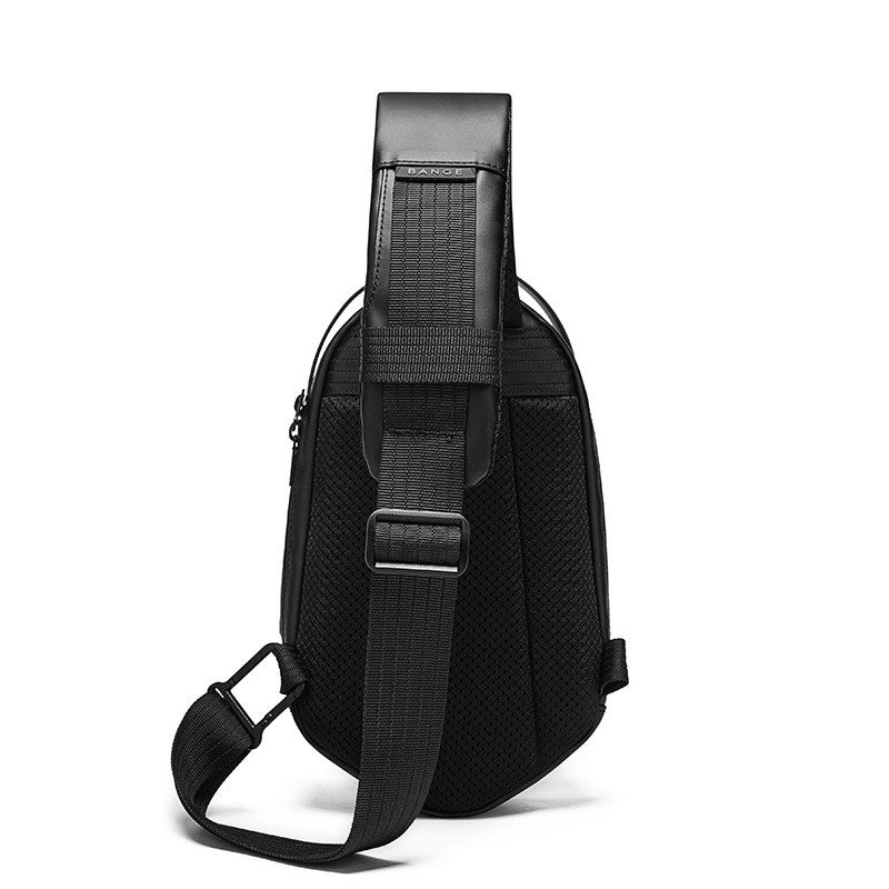 Stylish Hard Shell Polyhedron Men's Chest Bag in solid color, featuring a soft handle and single shoulder belt.