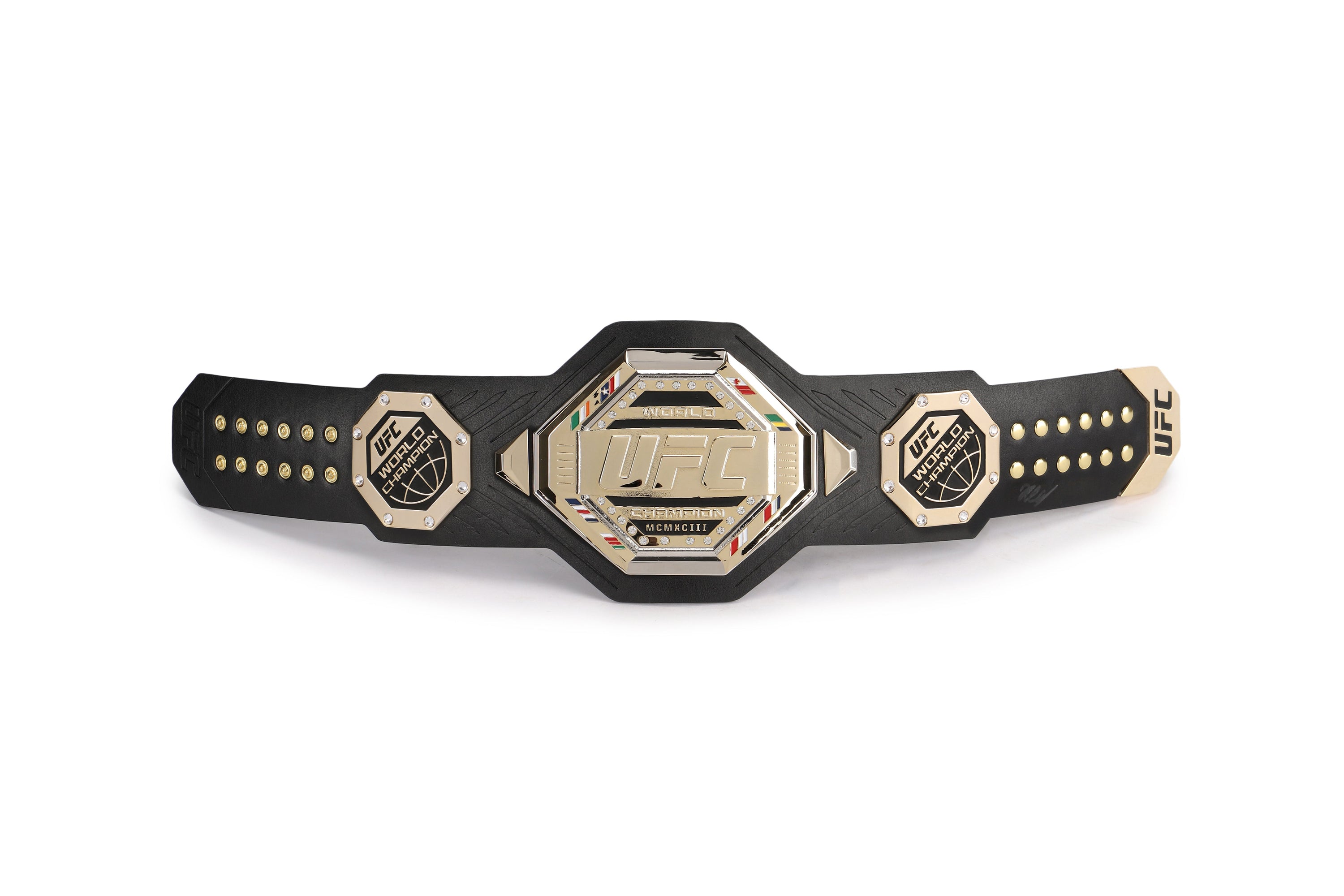 Hasbulla Official Signed Replica Desktop Belt showcasing Hasbulla's signature and intricate design, perfect for UFC fans.