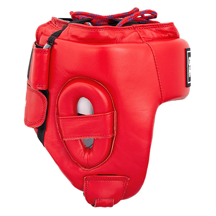 Head Guard TRAINING in red, blue, and black colors, made of artificial leather, designed for training and competition.