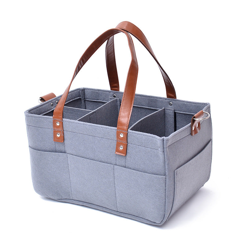 High Quality Large Capacity Diaper Trolley Storage Bag made of felt, featuring a cube design suitable for organizing diapers and cosmetics.