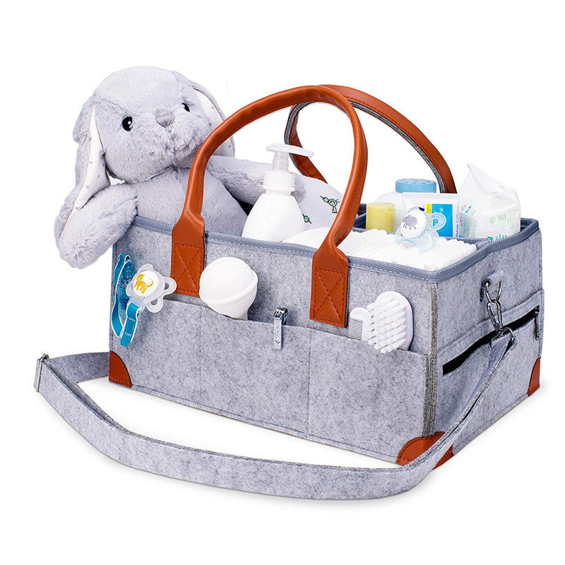 High Quality Large Capacity Diaper Trolley Storage Bag made of felt, featuring a cube design suitable for organizing diapers and cosmetics.