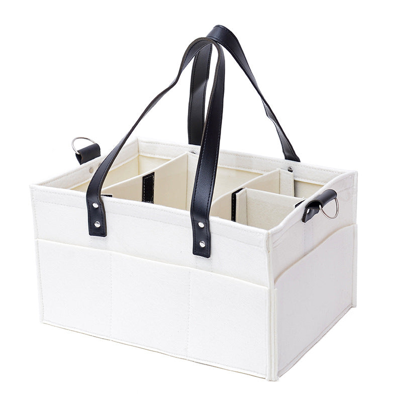 High Quality Large Capacity Diaper Trolley Storage Bag made of felt, featuring a cube design suitable for organizing diapers and cosmetics.