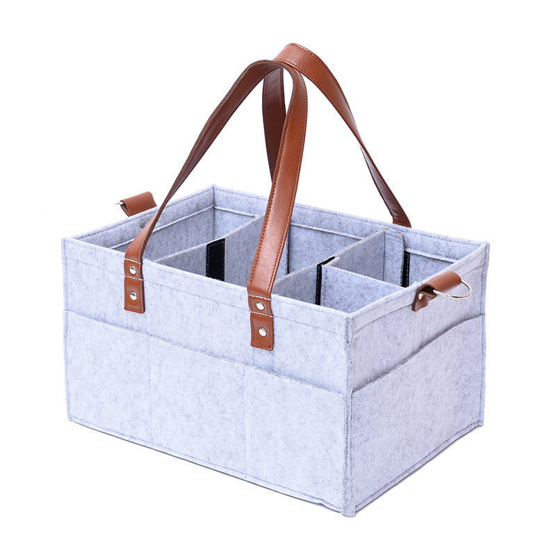 High Quality Large Capacity Diaper Trolley Storage Bag made of felt, featuring a cube design suitable for organizing diapers and cosmetics.