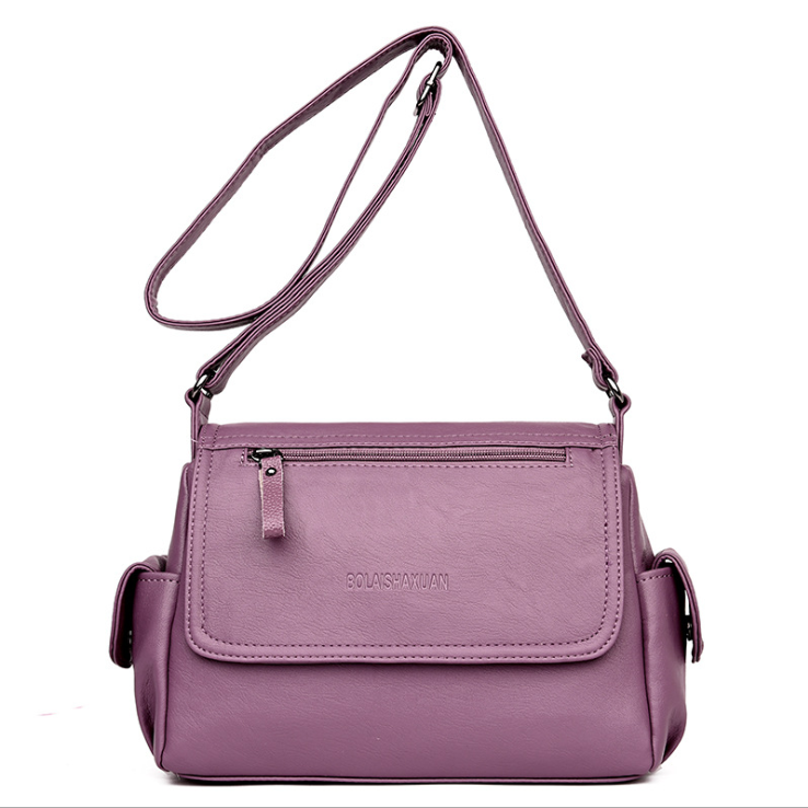 High Quality Messenger Bag for Middle-aged Women in stylish bucket design, made from durable PU fabric with multiple pockets.