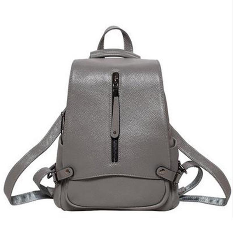 High Quality Solid Color Fashion Leather Backpack for Women, featuring premium cowhide leather and adjustable straps.