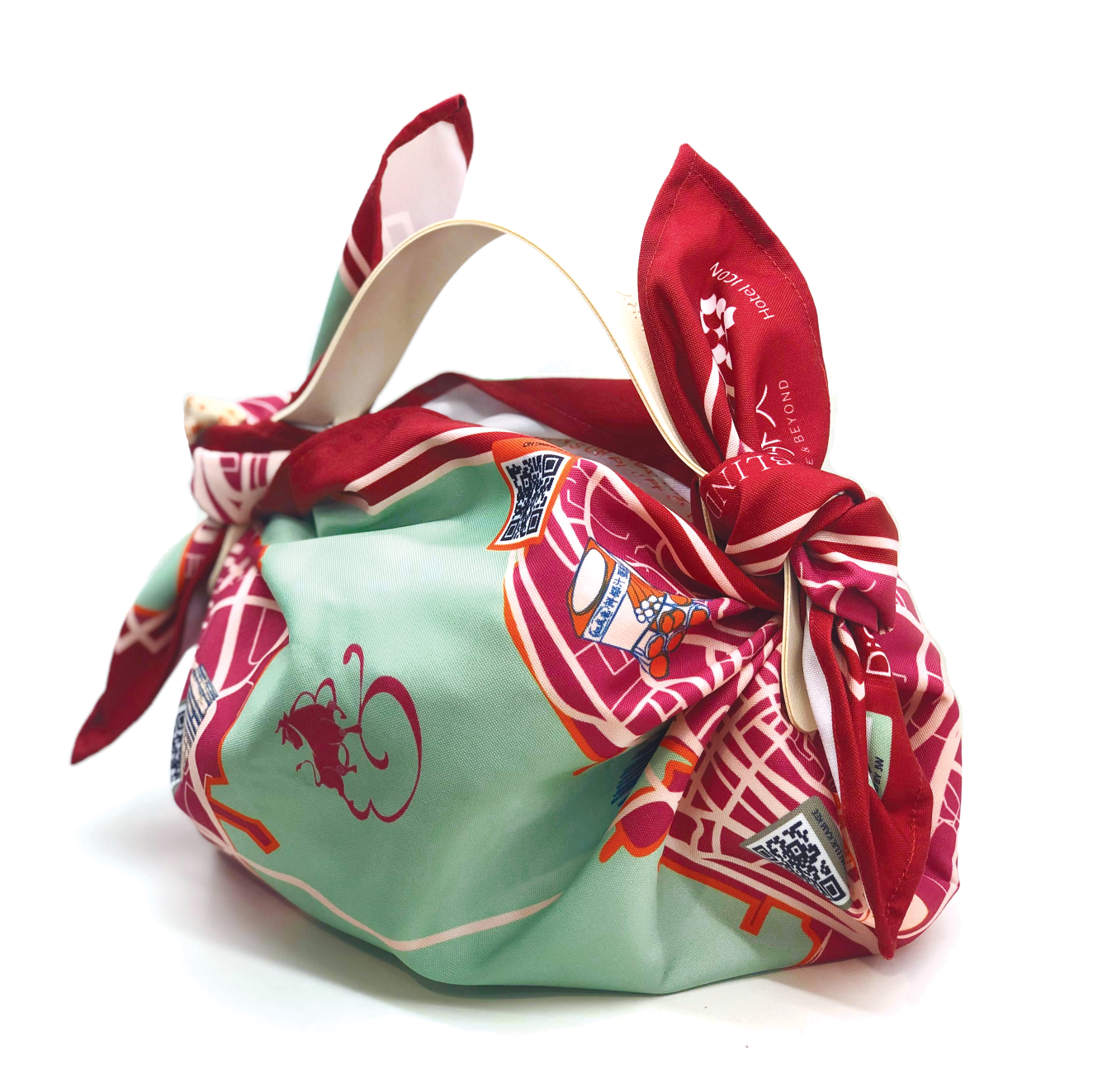 Hotel Icon X DiSCARVERY Wrap Bag showcasing eco-friendly design and vibrant colors, perfect for stylish travelers.