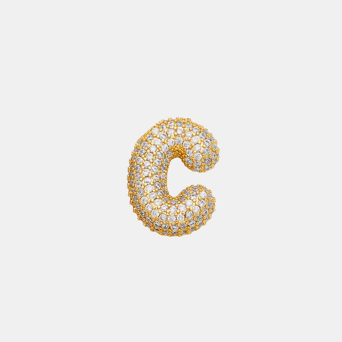 Elegant Inlaid Zircon Bubble Initial Necklace featuring a gold-plated copper chain and sparkling zircon stones.