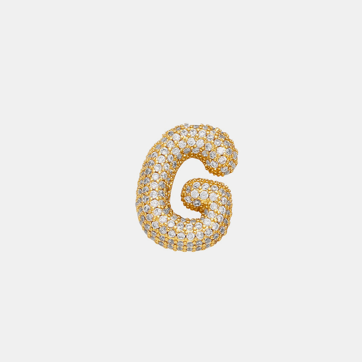 Elegant Inlaid Zircon Bubble Initial Necklace featuring a gold-plated copper chain and sparkling zircon stones.