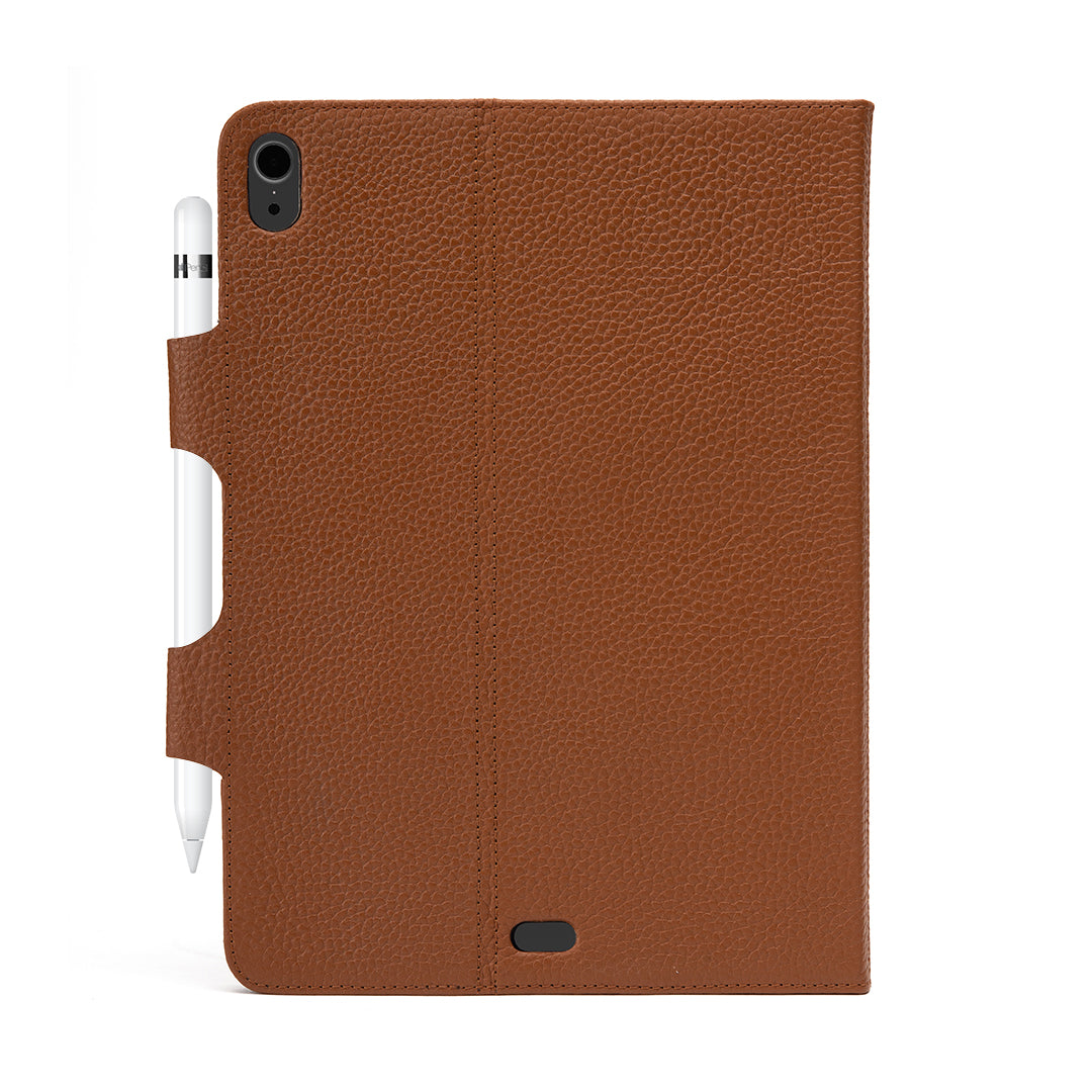 Elegant iPad Leather Case made from premium full grain leather, showcasing its luxurious texture and protective design.