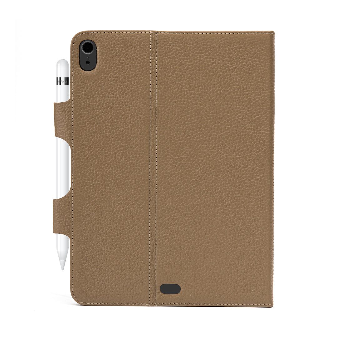 Elegant iPad Leather Case made from premium full grain leather, showcasing its soft texture and protective design.