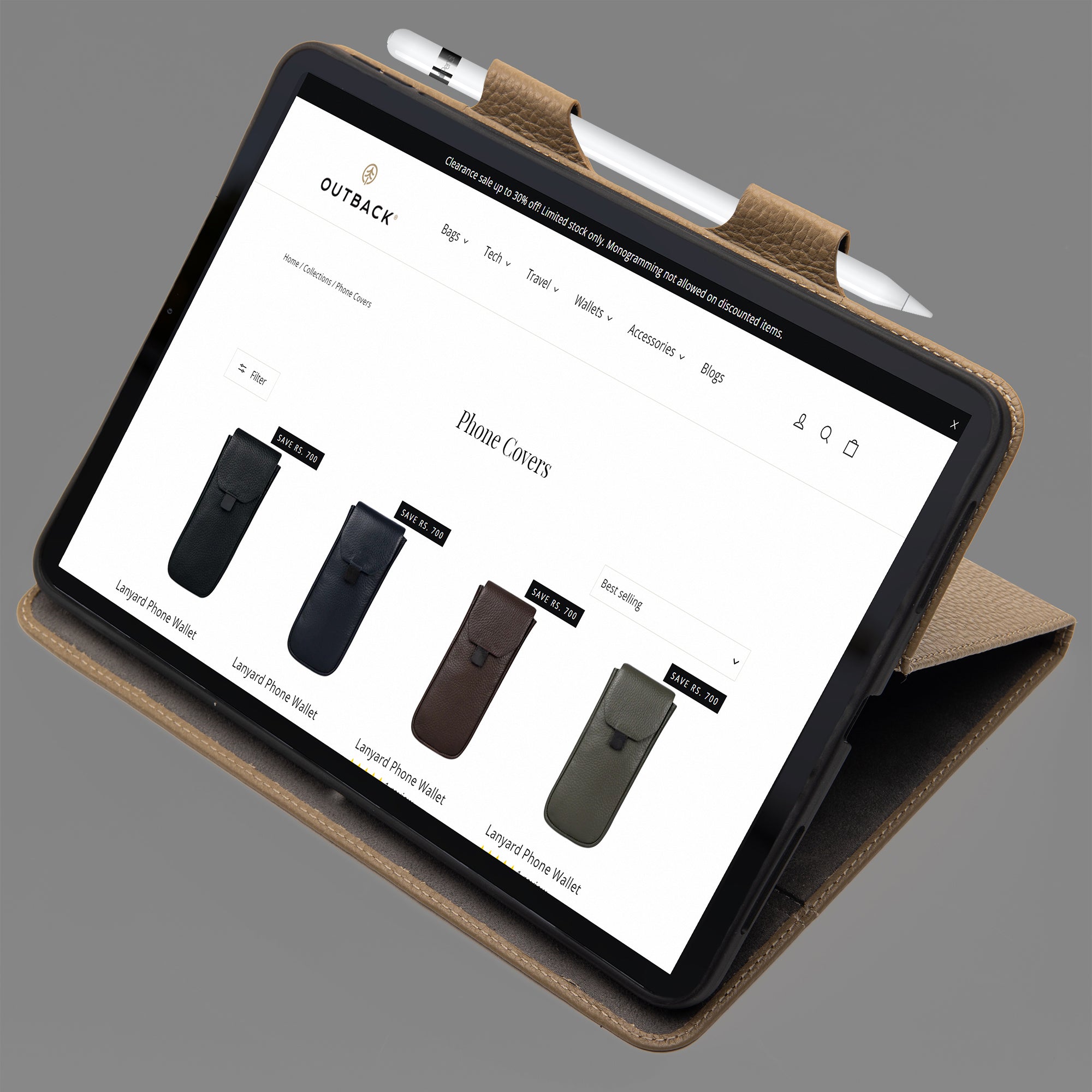 Elegant iPad Leather Case made from premium full grain leather, showcasing its soft texture and protective design.